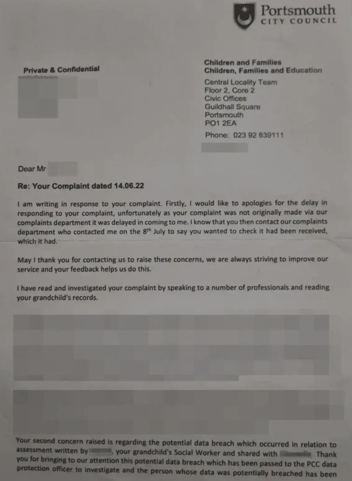An Investigation Has Been Launched Into Portsmouth Children’s Social Care Following A Data Protection Breach By A Social Worker