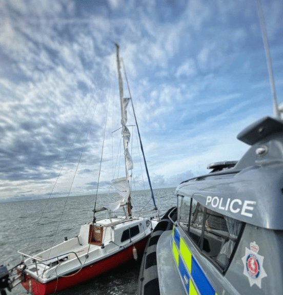 Officers From Kent Police Search And Marine Unit Used Their Boat To Recover A Stolen Yacht In The English Channel