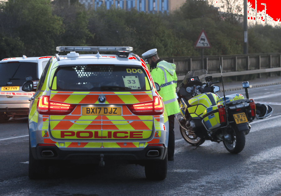 Car Being Pursued By Police Officers End In Crash On Victoria Dock In East London