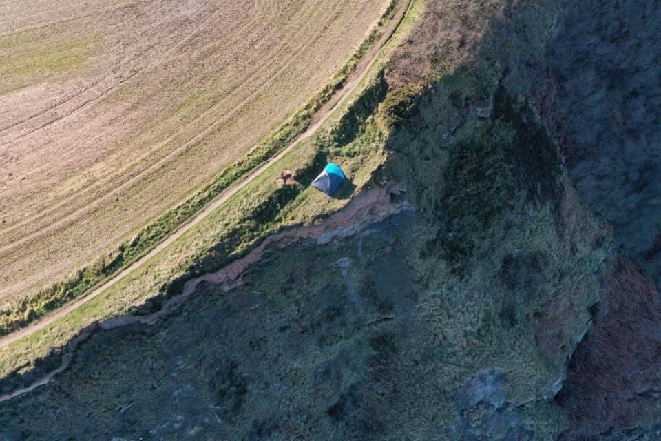 Humber Coastguard Received A 999 Call From A Member Of The Public Who Was Concerned After Seeing A Tent Dangerously Close To A Cliff Edge, Along The Cleveland Way, North Yorkshire