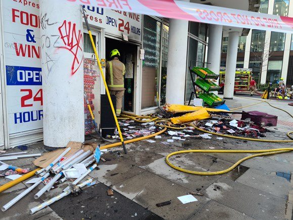 Four Fire Engines And Around 25 Firefighters Were Called To A Fire At A Food And Wine Shop On Chicheley Street In Lambeth