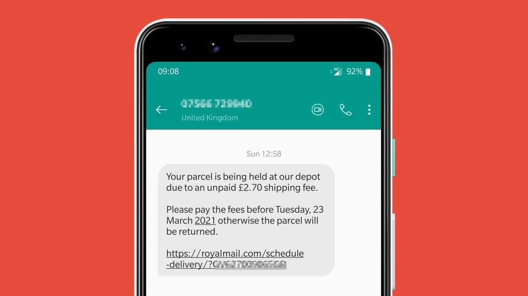 You Get A Text From An Unknown Number. It's Royal Mail, Telling You About A Shipping Fee For A Package