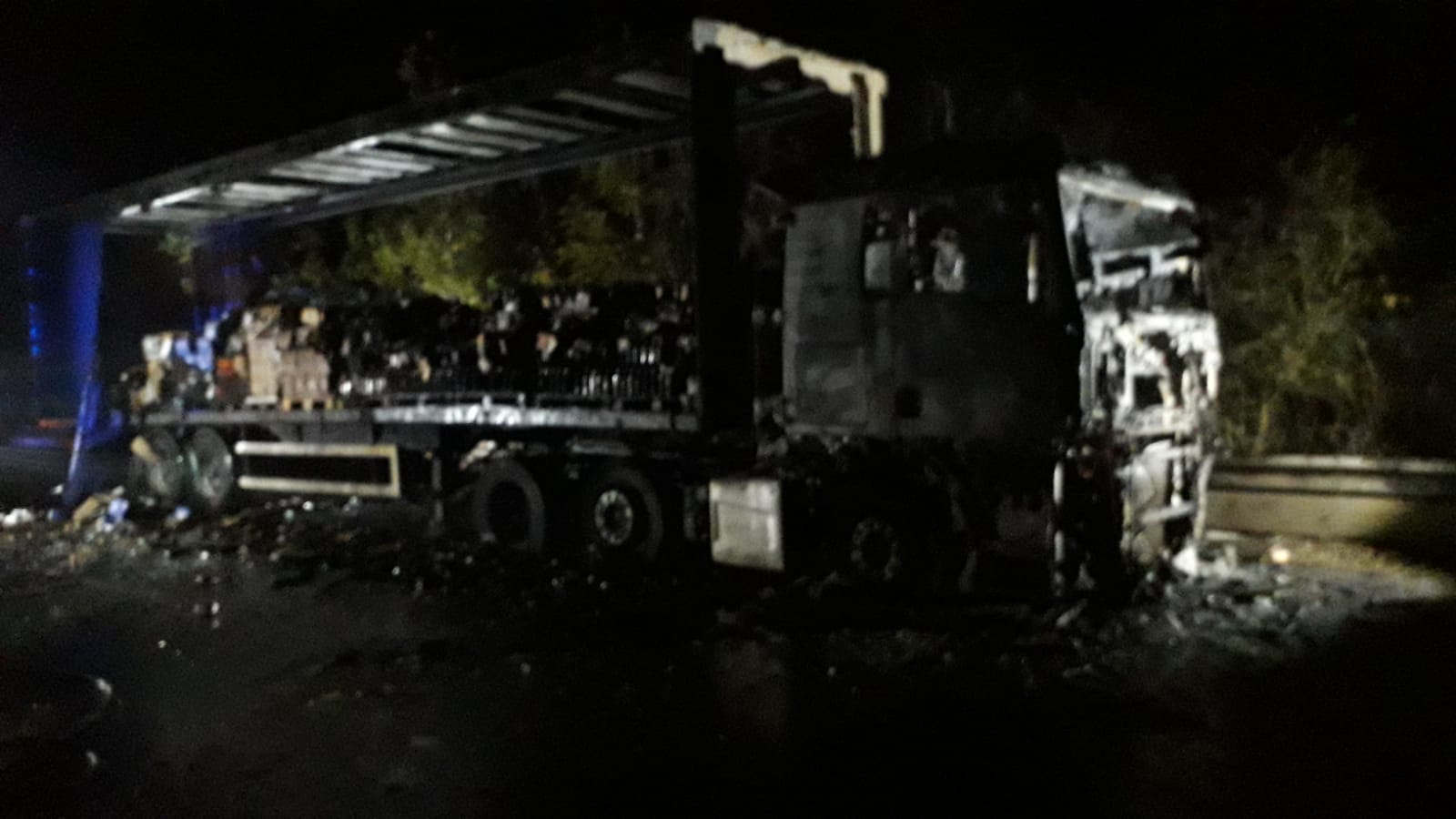 Two Fire Engines Remain At The Scene Of An Hgv Fire On The A27