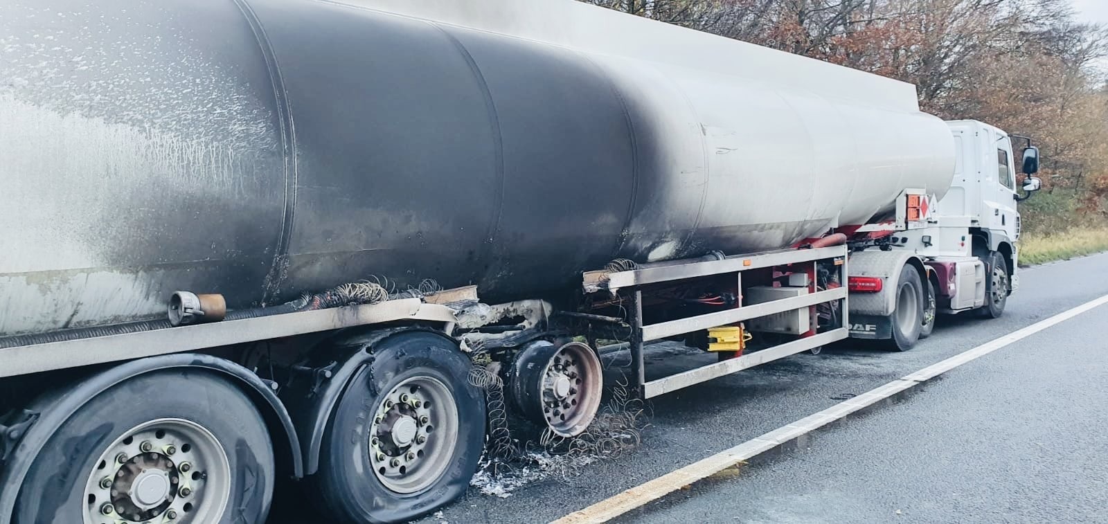 The Well-developed Fire Involving The Tyres And Trailer Was Quickly Tackled Using Breathing Apparatus And Hose Reel Jets