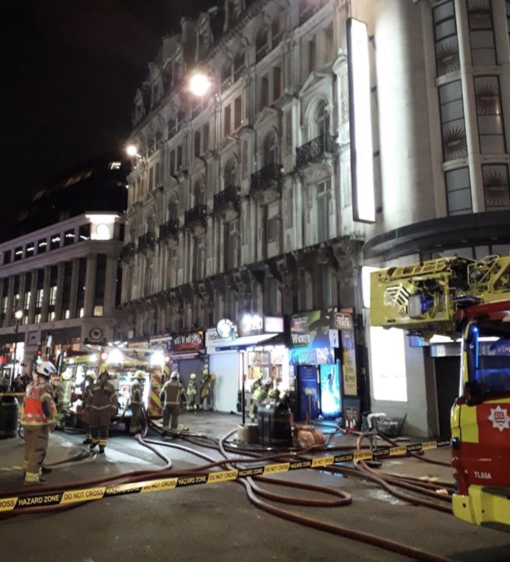 Firefighters Tackled A Fire At A Building On Coventry Street In Soho In The Early Hours Of Sunday Mornng