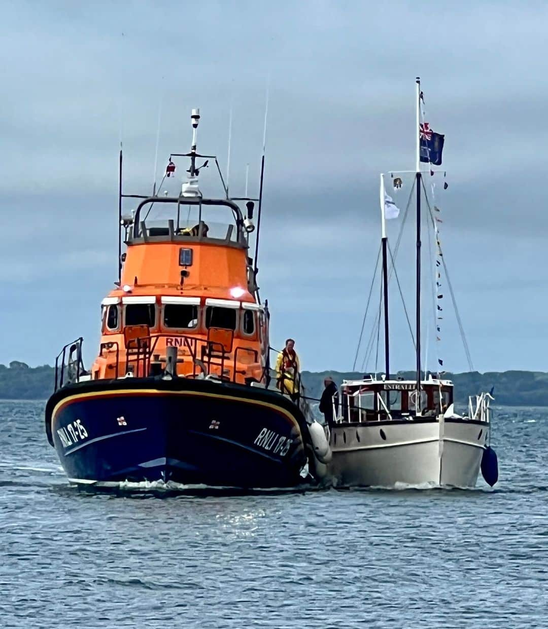 The Volunteer Crew From Yarmouth Rnli Headed West Out Of The Solent Towards Christchurch Bay, Where A Boat With Two People On Board Was Experiencing Steering Failure