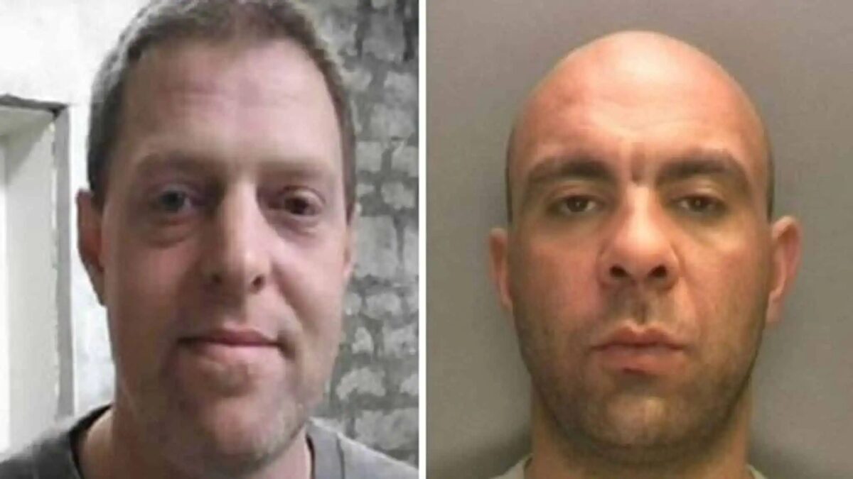 Officers are looking for two men who  have escaped from HMP Leyhill in Gloucestershire on Sunday evening