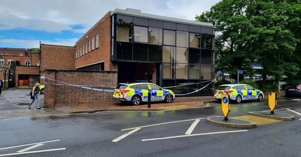A police cordon has been erected right next to the former Portsmouth Central police station after wicked attack