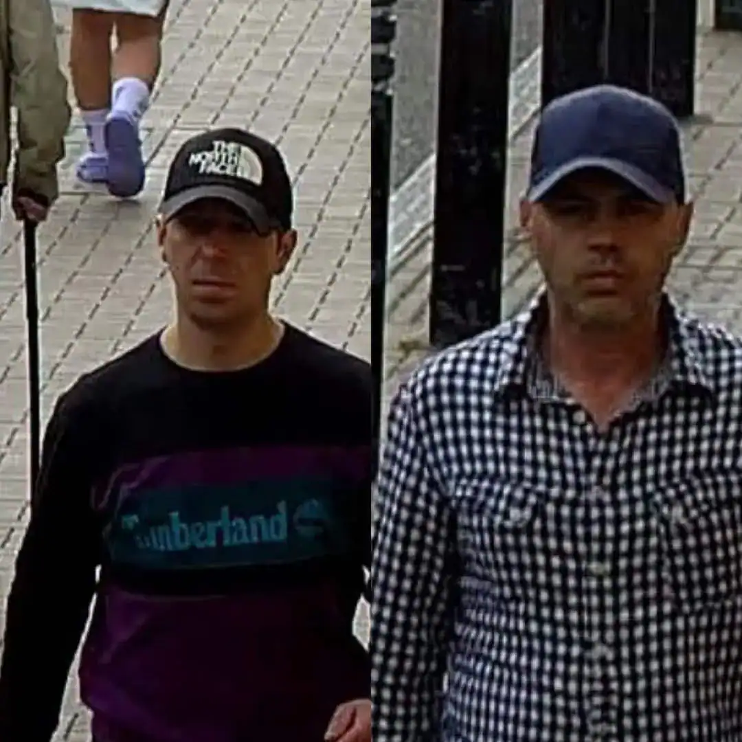 Detectives have released CCTV images of two men who may have information that can help with the investigation into the theft of a purse from a 90-year-old woman while she shopped in Huyton