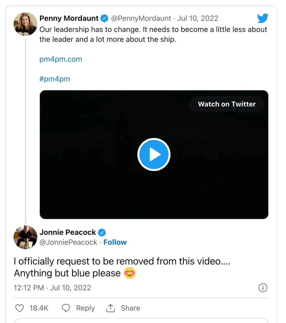 Penny Mordaunt’s campaign to become the next Tory leader got off to a shaky start when her launch video was hurriedly edited to remove several identifiable figures, including athlete Jonnie Peacock.