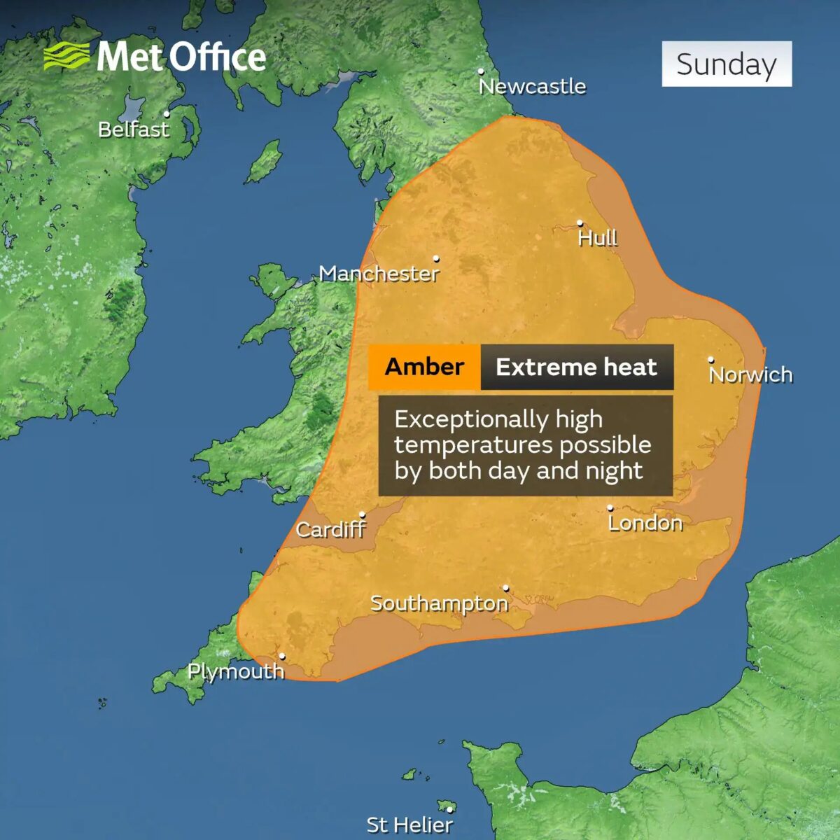 Extremely high temperatures are possible on Sunday and Monday, which could have widespread consequences for people and infrastructure