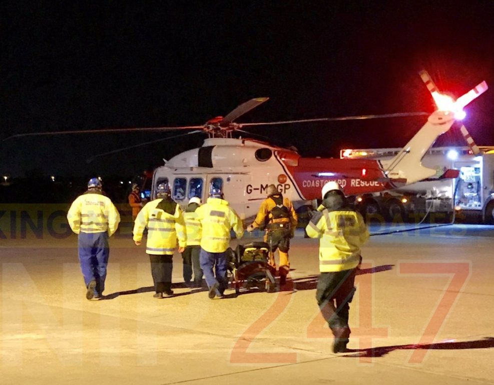 Coastguard Rescue Helicopter And Search And Rescue Team Called Into Action