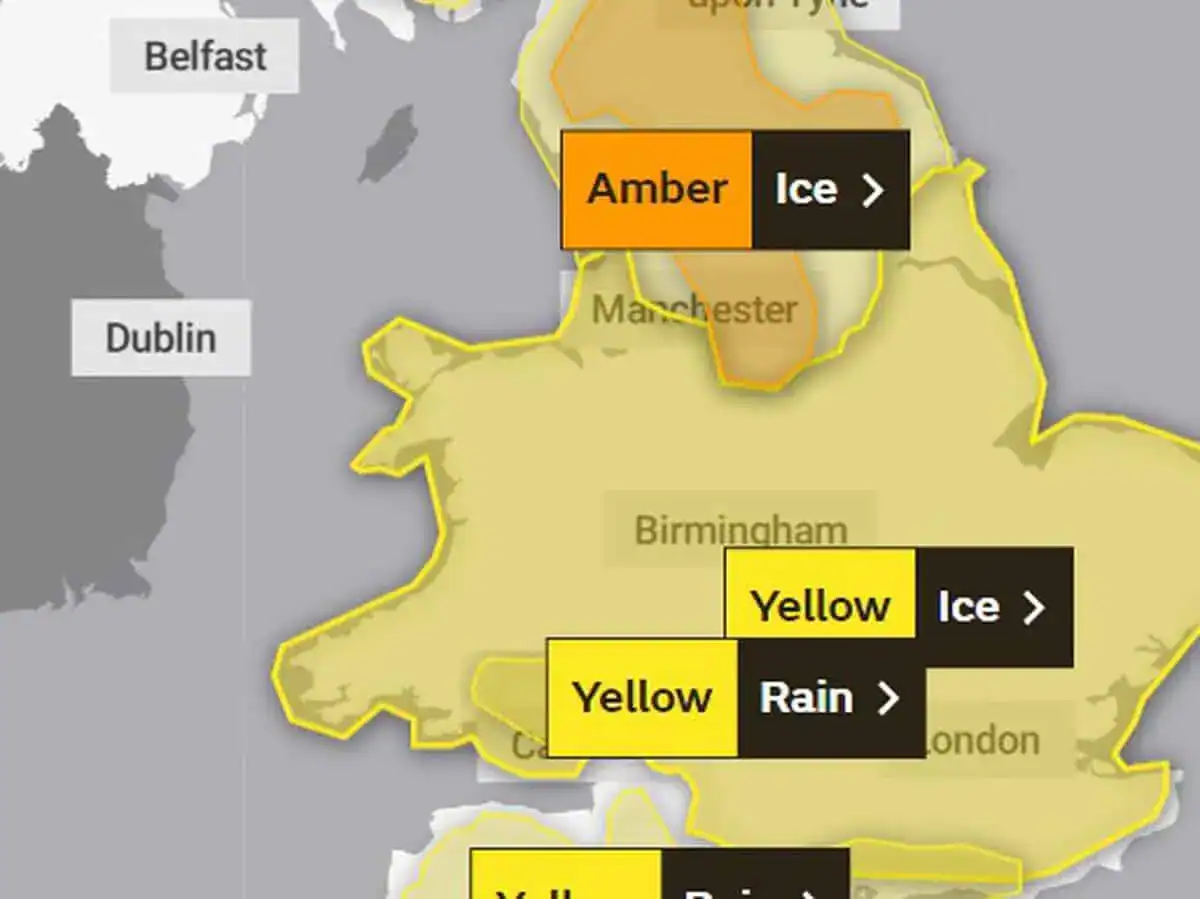 The Met Office Has Issued A New Yellow Weather Warning For Heavy Rain, Sleet, And Snow Showers In Kent, Sussex, And London
