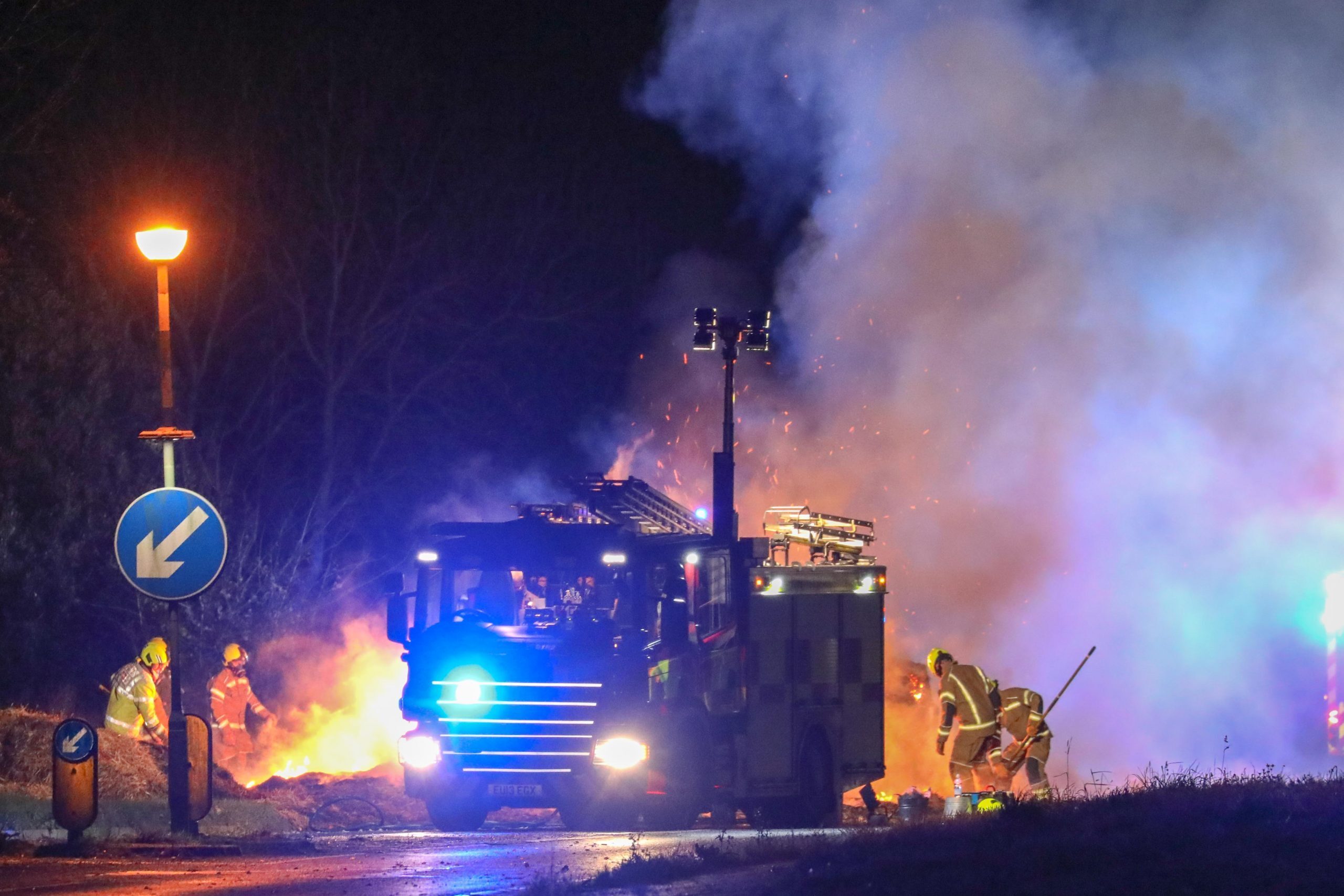 Fire Crews Battle Blaze Involving 12 Tons Of Hay On The Back Of Articulated Lorry