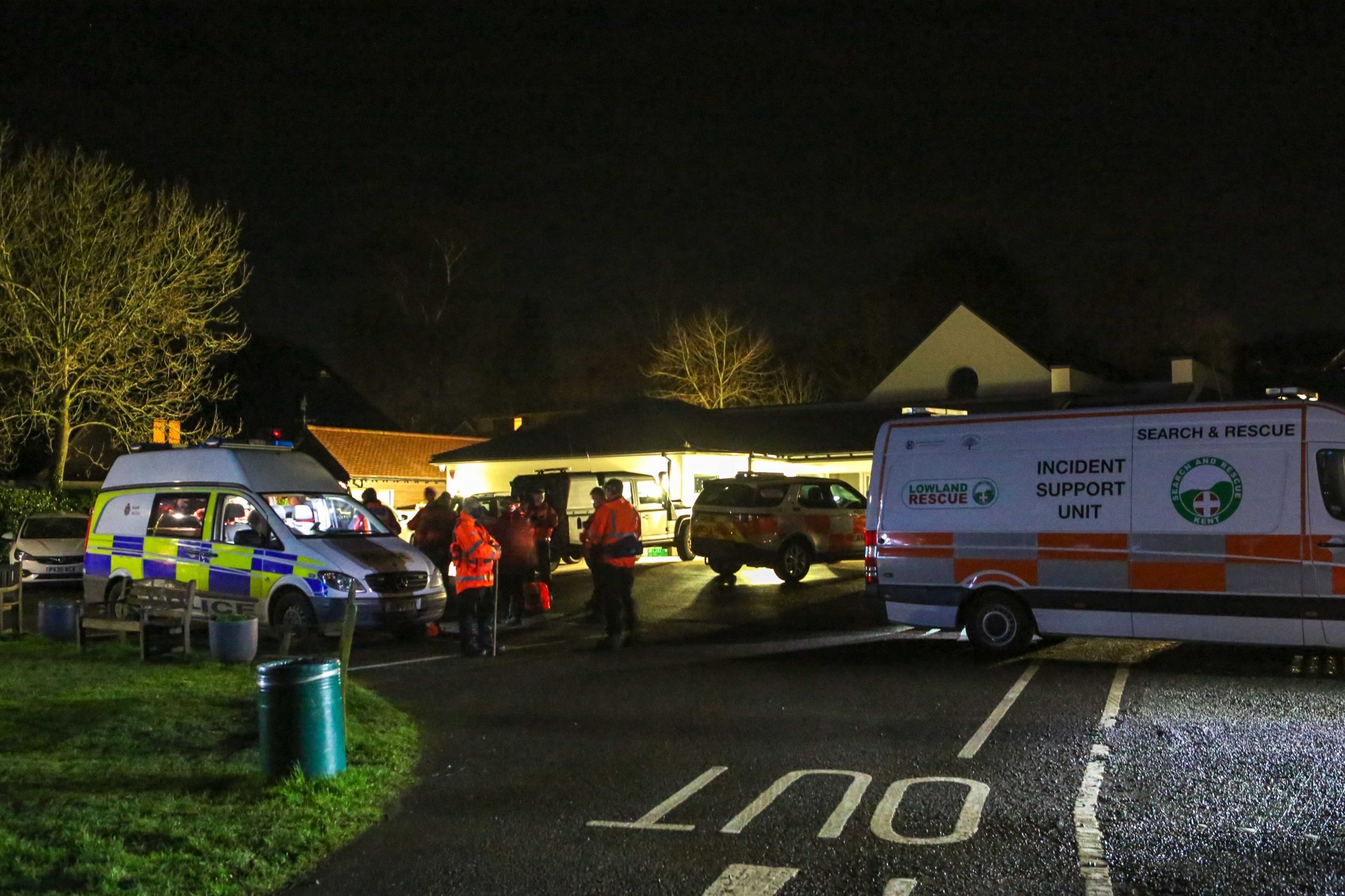 Major Search Involving Police Helicopter And Search Volunteers In The Sleepy Kent Village For Missing Person