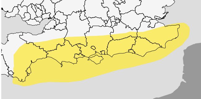 Yellow Weather Warning Issued For Sussex,hampshire,essex And Kent