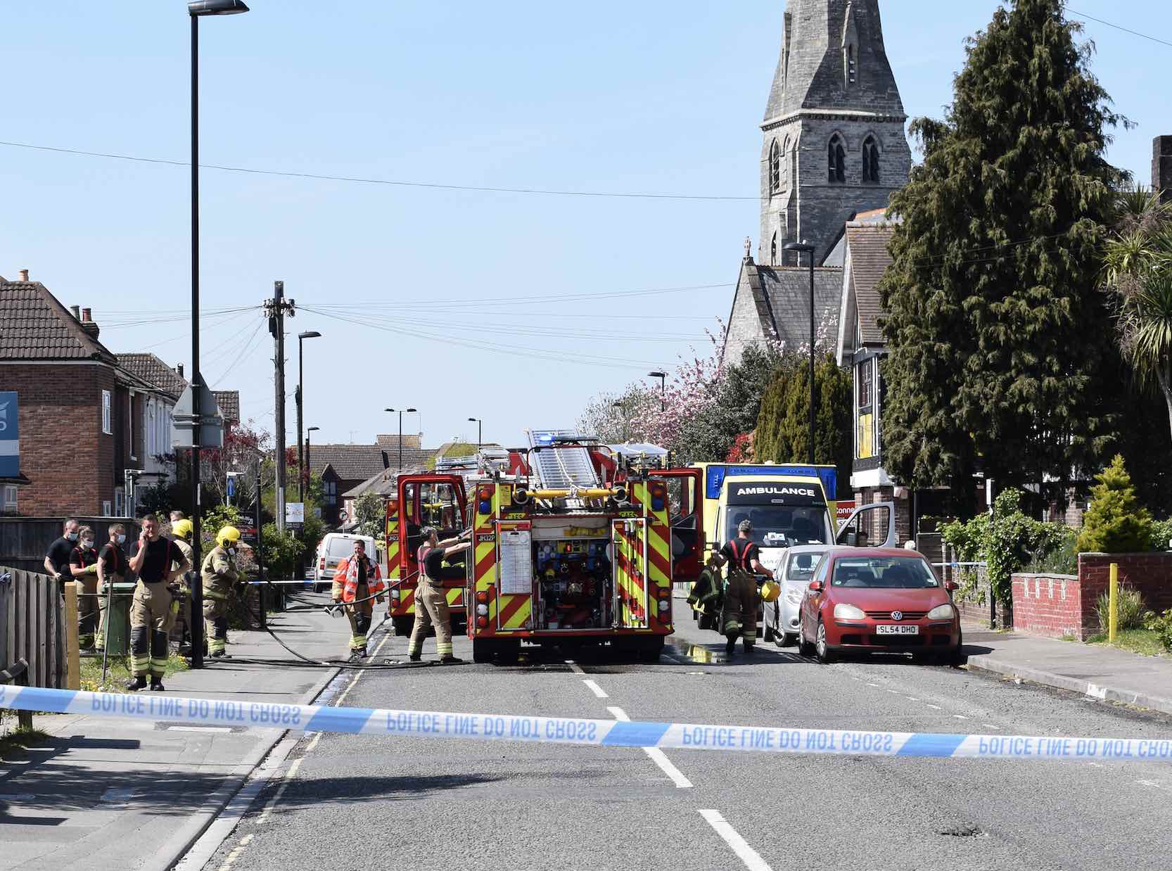Firefighters Tackling  Fire At Derelict Building With Persons Reported In Southampton