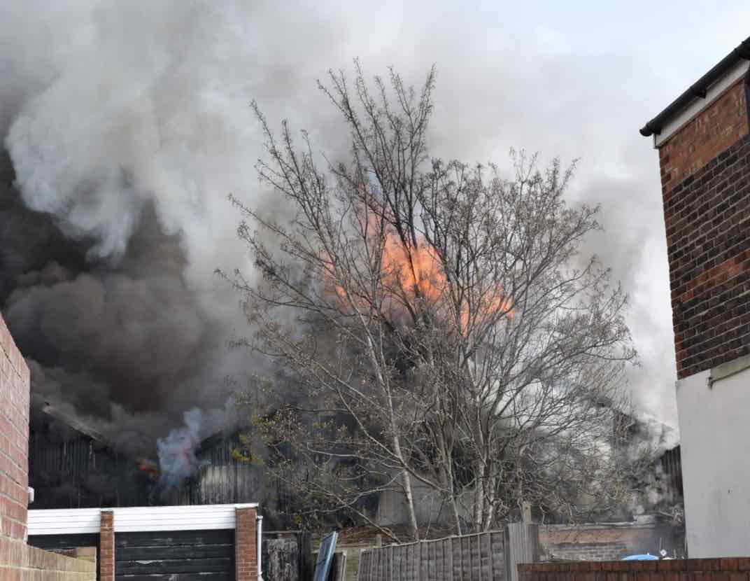 Hundreds Of Homes In Portsmouth Have Been Evacuated As Sixty Fire-fighters Battle  Blaze At  Car Workshop