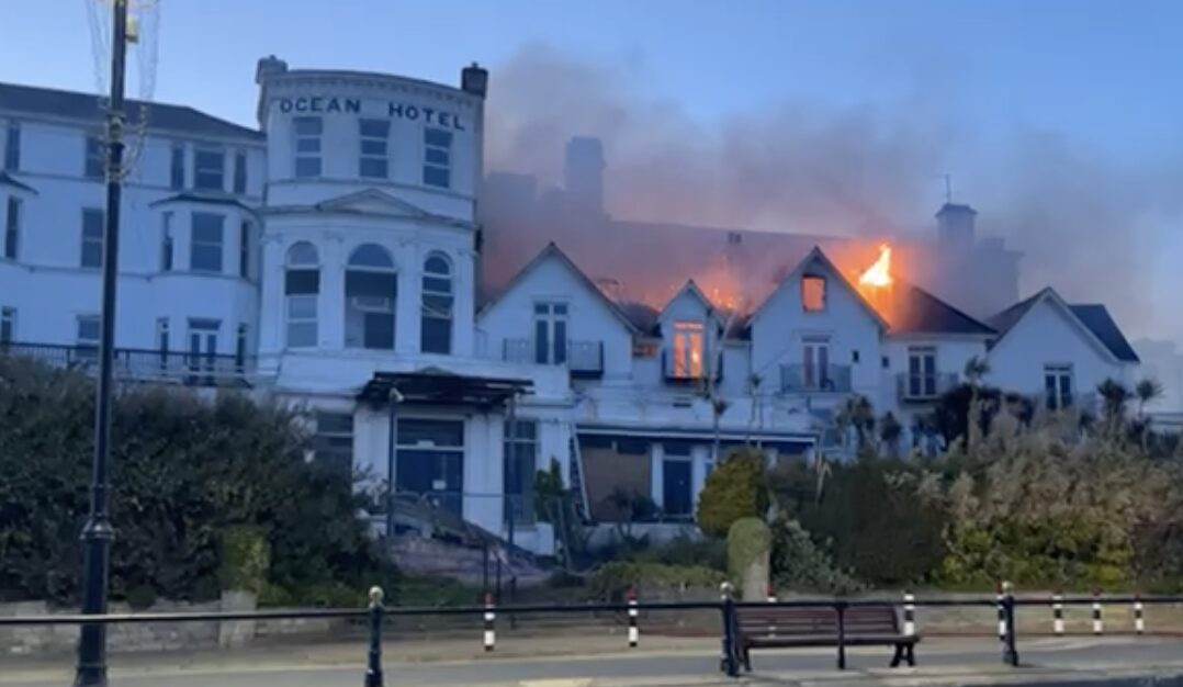 Smoke Seen Coming From Roof Of Derelict Ocean Hotel Sandown
