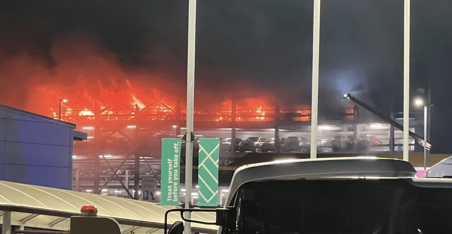 Flights Suspended At London Luton Airport Due To Vehicle Fire In Car Park