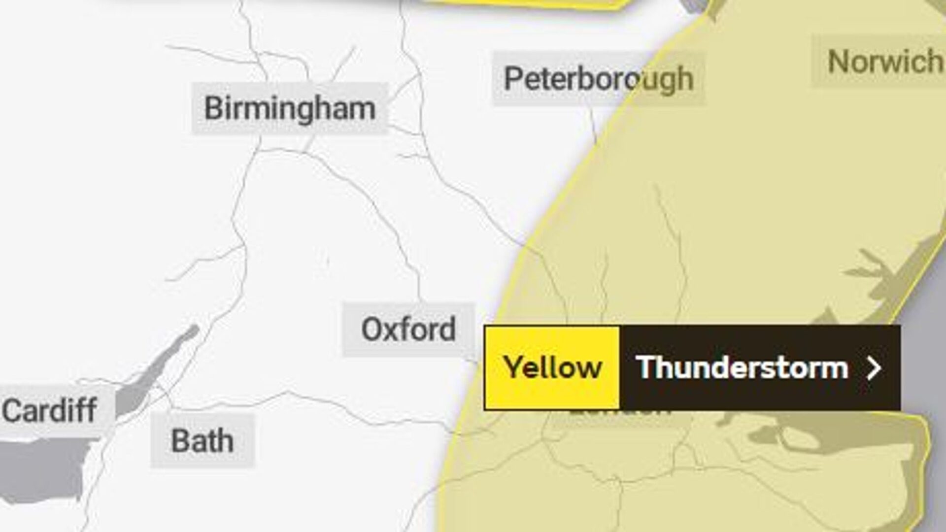 Met Office Issues Yellow Weather Warning For Thunderstorms