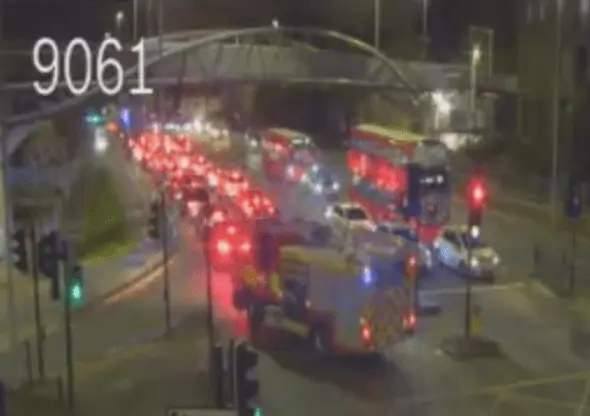 Massive Fire Engulfs Shops and Homes on A406 North Circular at Arnos Grove – Traffic Chaos and 60 Firefighters Battle Blaze