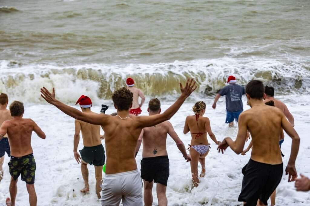 Brighton Beach Festive Dip Draws a Crowd