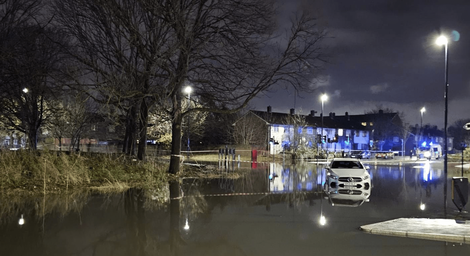 Abbey Wood: Severe Flooding Strands Cars at South London Roundabout