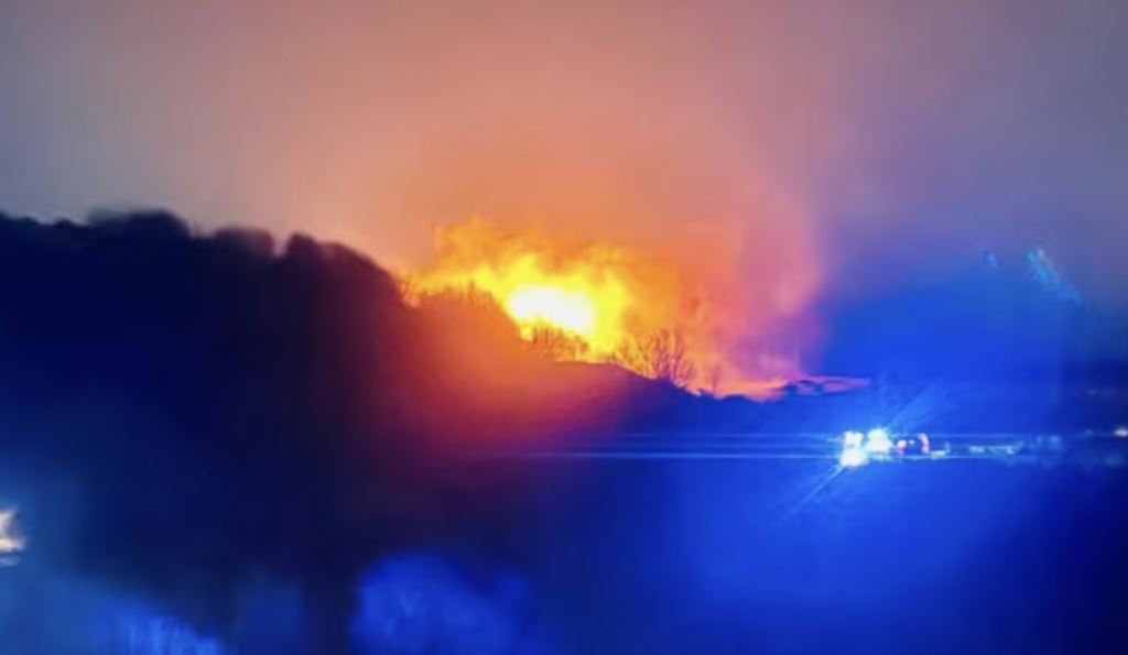 Large Fire in Northumberland Village Causes Emergency Response on Christmas Eve