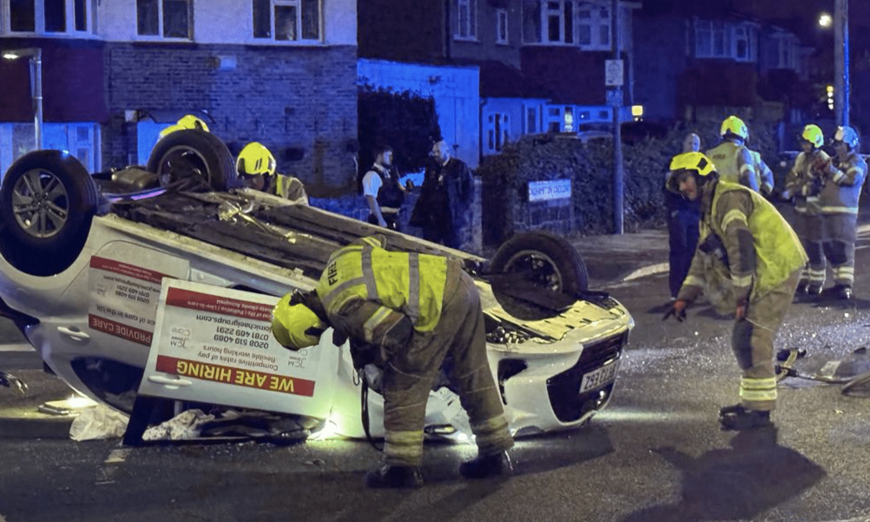 Emergency Crews Heroically Rescue Young Baby from Overturned Smoking Care Company Car in Bexleyheath