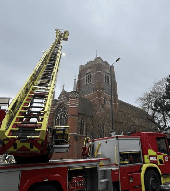 Fire Engulfs Grade II Listed Parish Church of St. John the Evangelist in Southgate