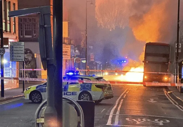 Electric Bus Explodes in Wimbledon Hill Road Blaze, Critical Incident Declared