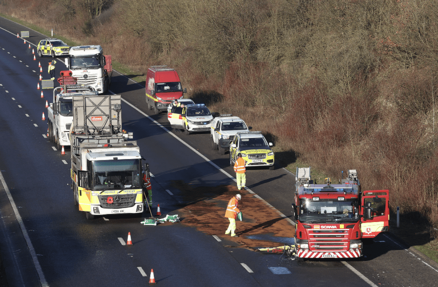 Crash on M20 involving a Recovery Truck and Fire Engine near Swanley