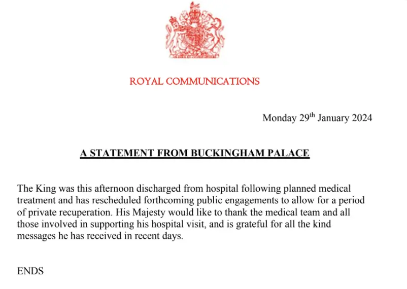 King Charles Discharged from London Clinic After Routine Prostate Surgery – Recovery ‘Going Well’