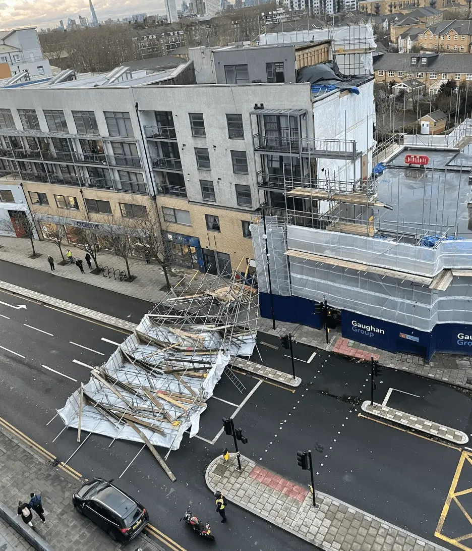 Storm Henk Wrecks Greenwich: Scaffolding Collapses Amid 70mph Winds and Amber Alert
