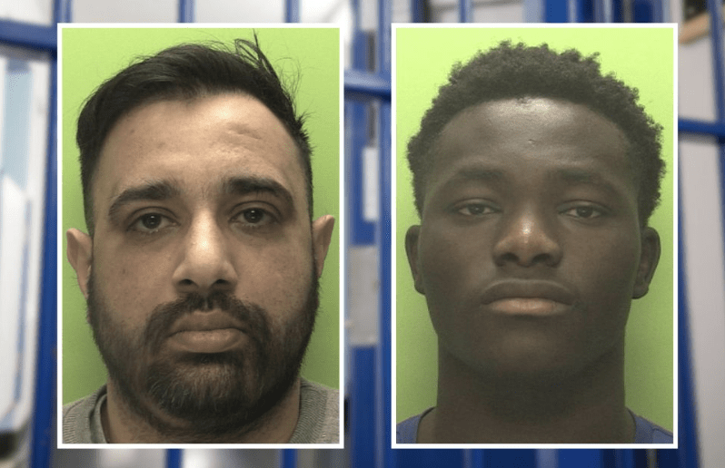 Two men have been locked up after holding a family at gunpoint during a failed attempt to steal a Ferrari