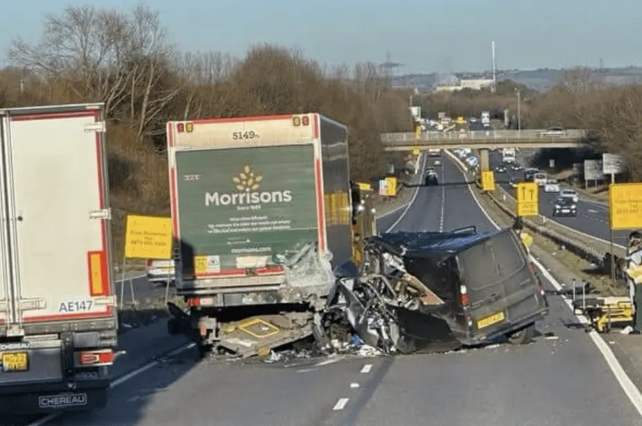Van Driver Escapes with Minor Injuries in A249 Crash with Morrisons Lorry