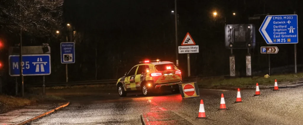 Severe Delays on M25 Anticlockwise Following Night time Multi-Vehicle Collision