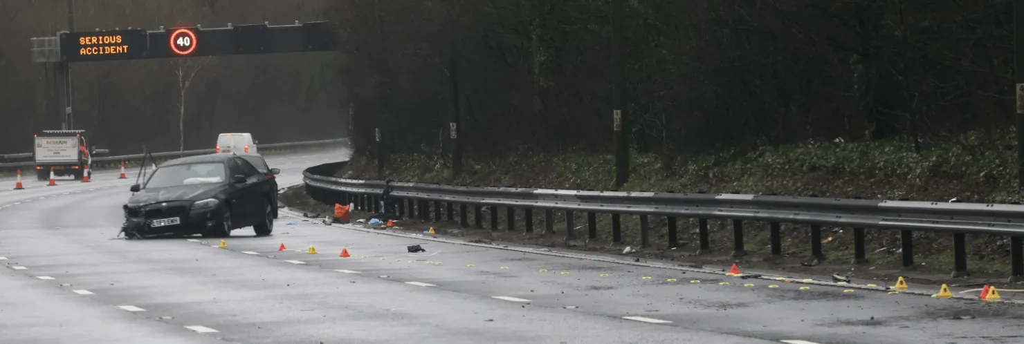 M25 Crash Chaos: Four-Vehicle Pile-Up Near Reigate Causes 11-Mile Tailback and Serious Injuries