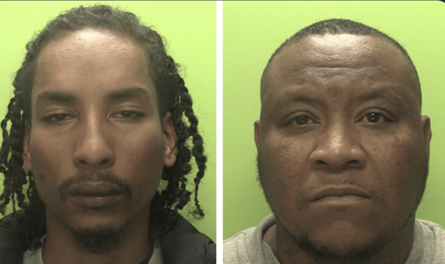 Two dealers have been jailed after police found a large quantity of Class A drugs and cash stashed in a parked car