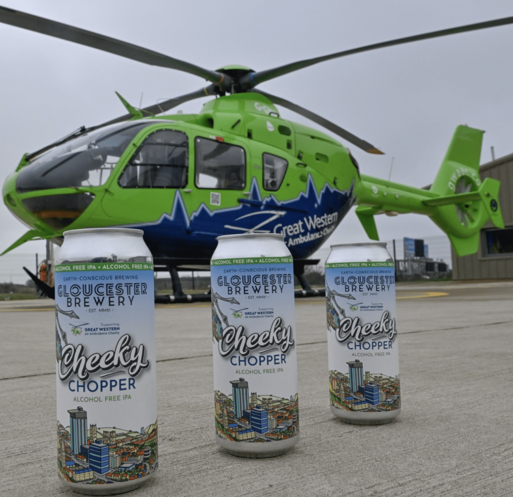 Gloucester Brewery Partners with Great Western Air Ambulance Charity to Launch “Cheeky Chopper” Non-Alcoholic IPA