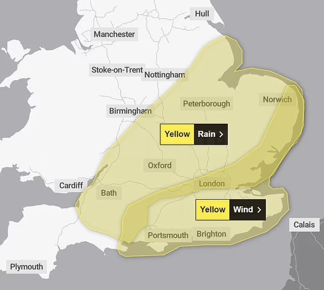 UK Weather: New Yellow Wind and Rain Warning for London and the South East Amid Downpours and Gusts