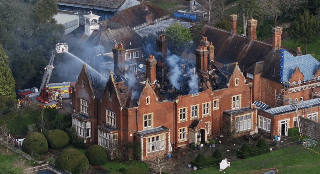 Owner of Historic Gennings Park worth £20 Million Pounds Engulfed in Flames esacpes with his dog phone in his pants