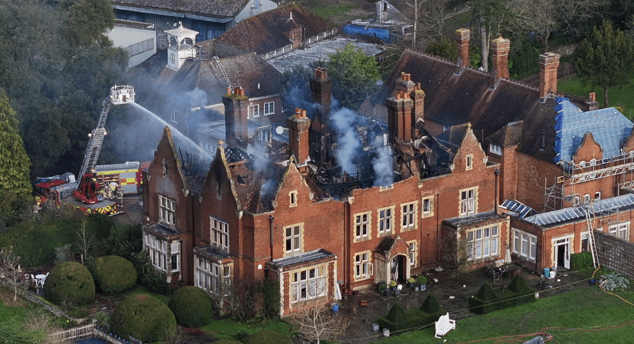 Owner of Historic Gennings Park worth £20 Million Pounds Engulfed in Flames esacpes with his dog phone in his pants