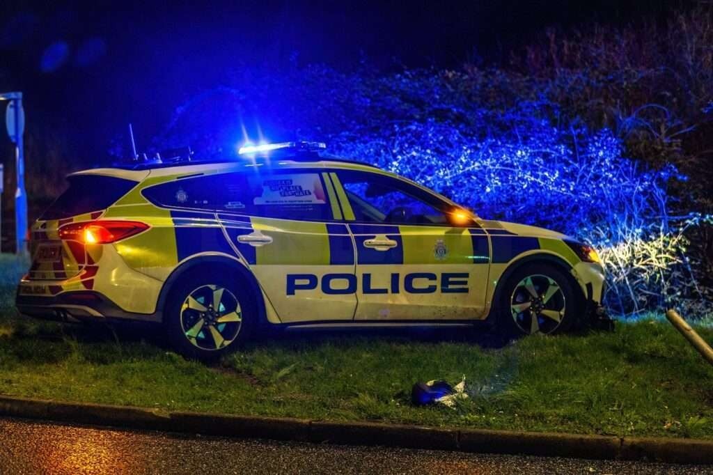 Emergency Police Car Collision on Drove Road, Newhaven