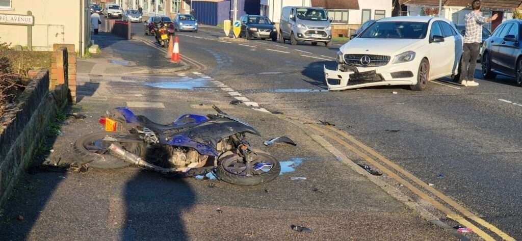 Traffic Chaos in Peacehaven Following Car and Motorcycle Collision