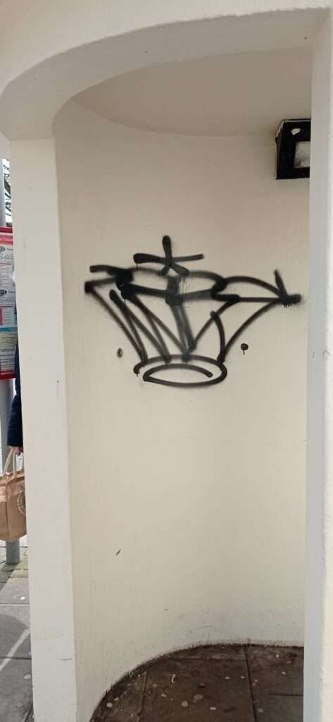 Chavs attack Freshly Painted Tram Shelter