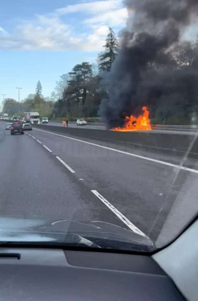 Traffic Nightmare on A23 Southbound: Vehicle Fire Forces Road Closure