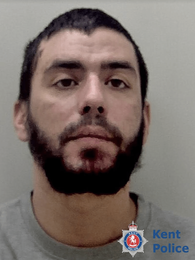 A violent criminal armed with a knife has been jailed after forcing a van driver to give him a lift in Gravesend