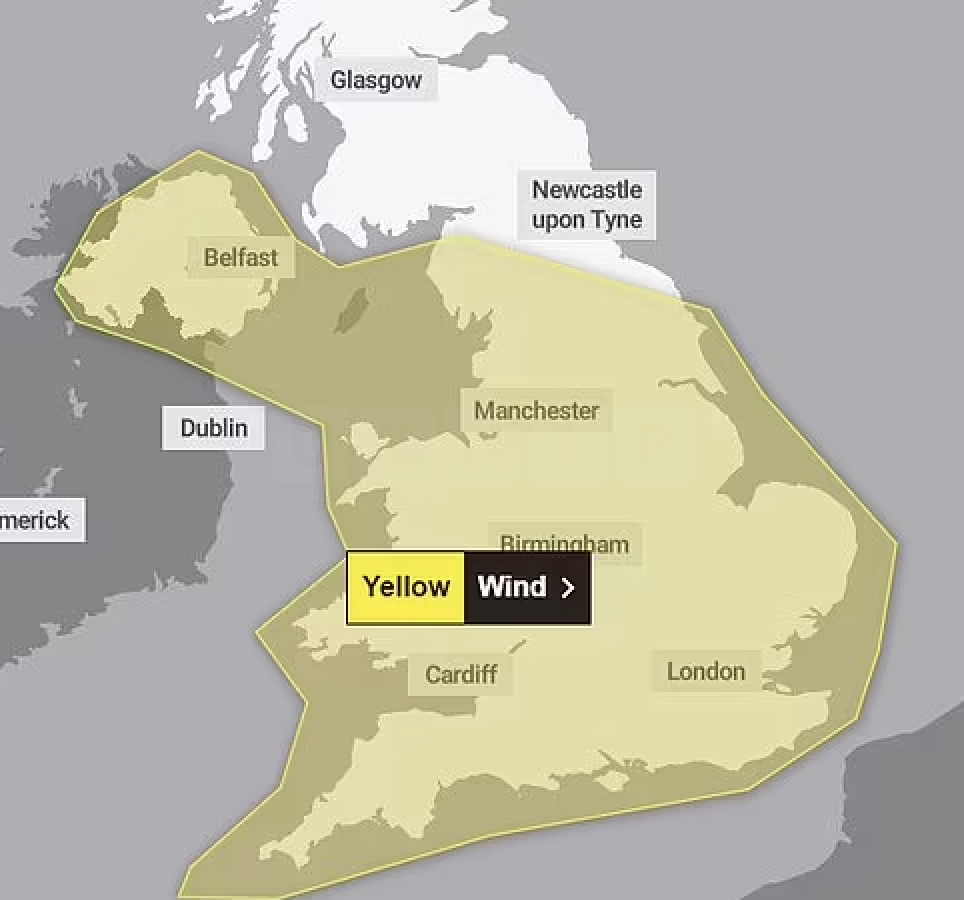 UK Weather Alert: Met Office Issues Yellow Wind Warning